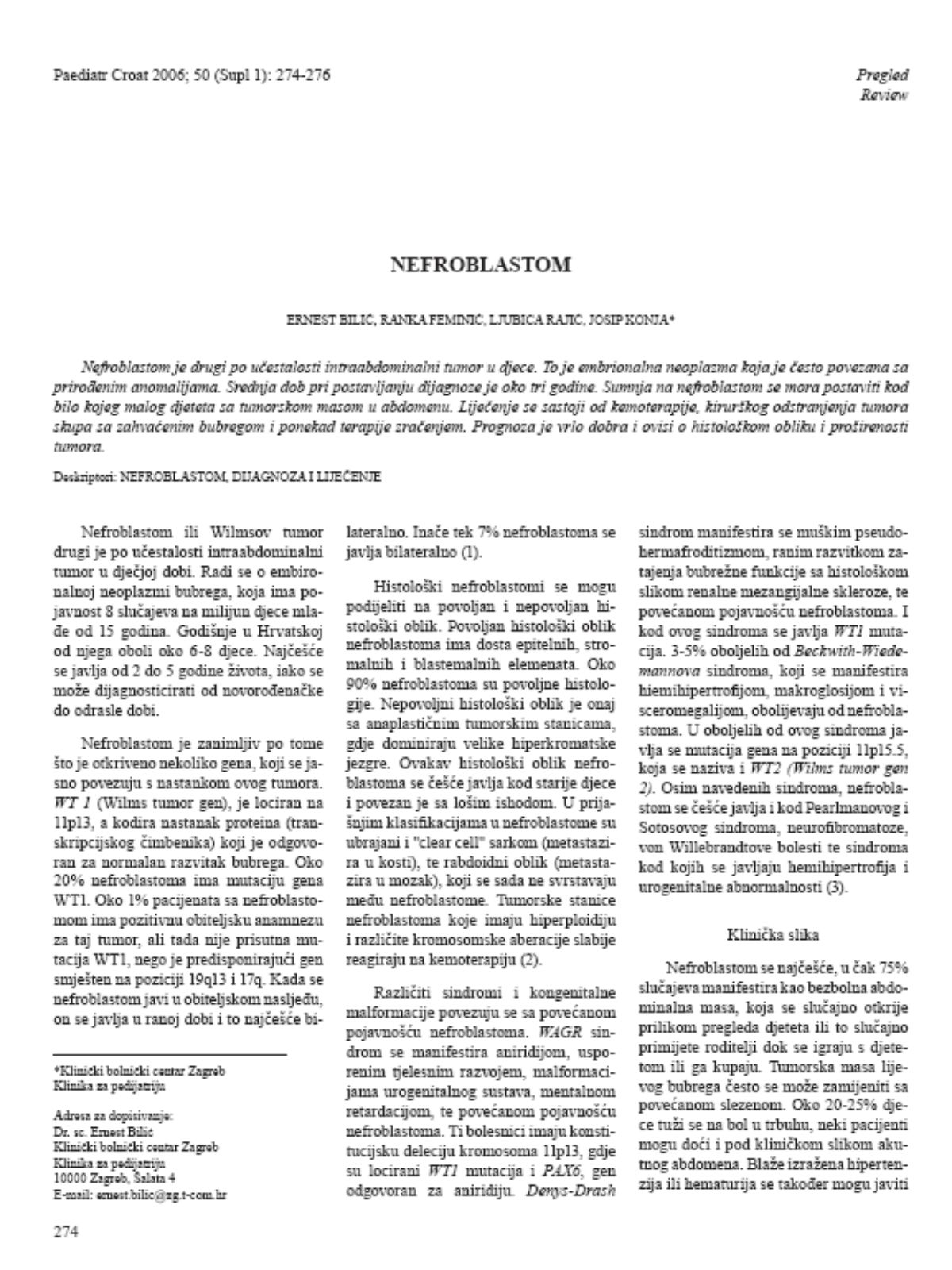 Naslovna: Nefroblastom